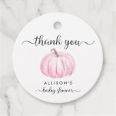 Pink Pumpkin Baby Dusche Danke Geschenkanhänger (Vorderseite)