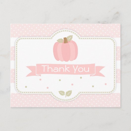 Pink Pumpkin Baby Dusche Danke Postcard Postkarte (Vorderseite)