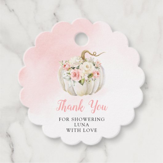 Pink Pumpkin Baby Dusche Danke Runde Geschenkanhänger (Vorderseite)