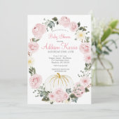 Pink Pumpkin Baby Dusche Einladung (Stehend Vorderseite)