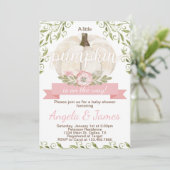 Pink Pumpkin Baby Dusche Einladung (Stehend Vorderseite)