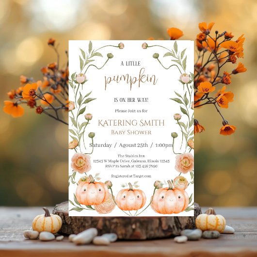 Pink Pumpkin Baby Dusche Einladung