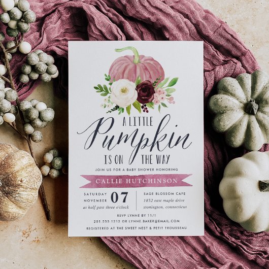Pink Pumpkin Baby Dusche Einladung