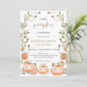 Pink Pumpkin Baby Dusche Einladung (Stehend Vorderseite)