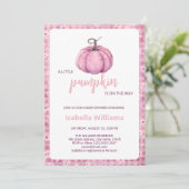 Pink Pumpkin Baby Dusche Einladung | Herbstthema (Stehend Vorderseite)