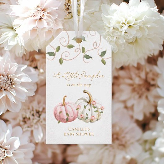 Pink Pumpkin Baby Dusche Gefallen Tag Geschenkanhänger