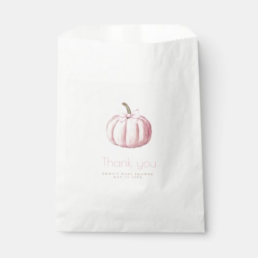 Pink Pumpkin Baby Dusche Gefälligkeitstaschen Geschenktütchen (Vorderseite)