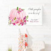 Pink Pumpkin Baby Dusche Horizontal Banner (Insitu)
