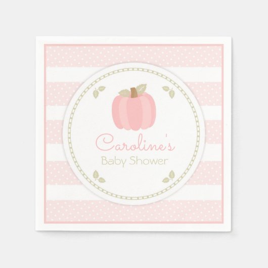 Pink Pumpkin Baby Dusche Napkin Serviette (Vorderseite)