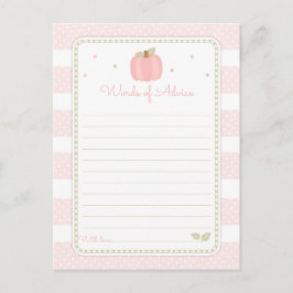 Pink Pumpkin Baby Dusche Worte des Ratschlags Hinweiskarte