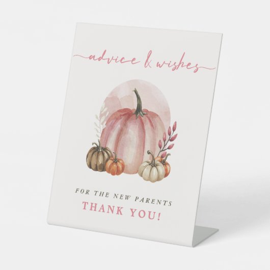 Pink Pumpkin Baby Duschhilfe wünscht neue Eltern Sockelschild (Vorderseite)