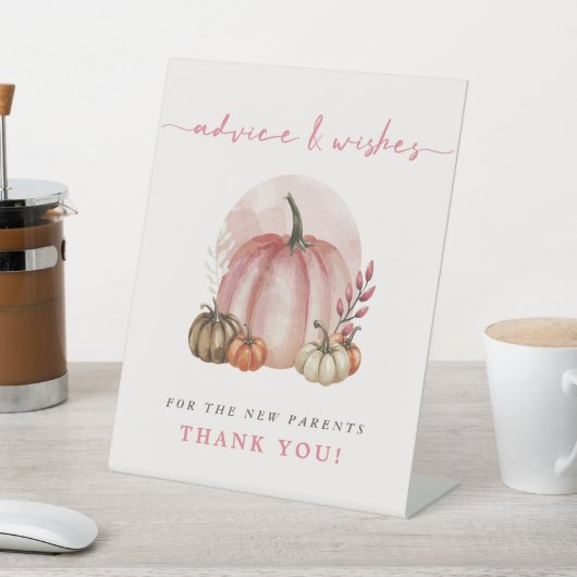 Pink Pumpkin Baby Duschhilfe wünscht neue Eltern Sockelschild (In SItu)