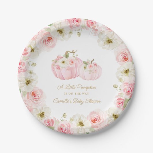 Pink Pumpkin Baby Duschpapier Teller (Vorderseite)