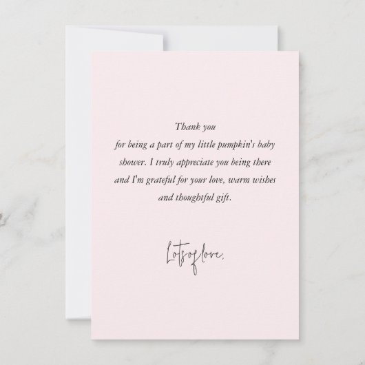 Pink Pumpkin Baby Flat Dankeskarte (Rückseite)