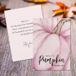Pink Pumpkin Baby Flat Dankeskarte<br><div class="desc">Ein großer rosafarbener Kürbis hebt die Vorderseite dieser niedlichen Babyflache hervor. Dankeschön-Karten mit viel Platz für Ihre Nachricht auf der Rückseite. (Erhältlich auch in blau,  weiß und minze.) PASSENDE Artikel in unserer Sammlung.</div>
