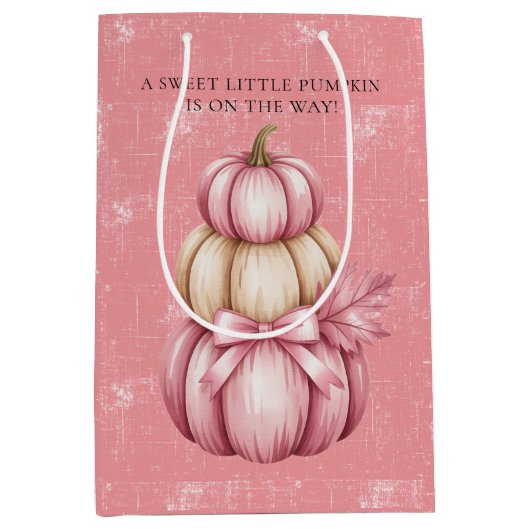 Pink Pumpkin Baby Girl Dusche Mittlere Geschenktüte (Vorderseite)