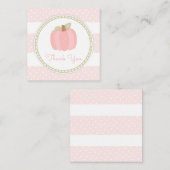 Pink Pumpkin Baby Girl Dusche Preppy Stripes Dots Quadratische Visitenkarte (Vorne/Hinten)