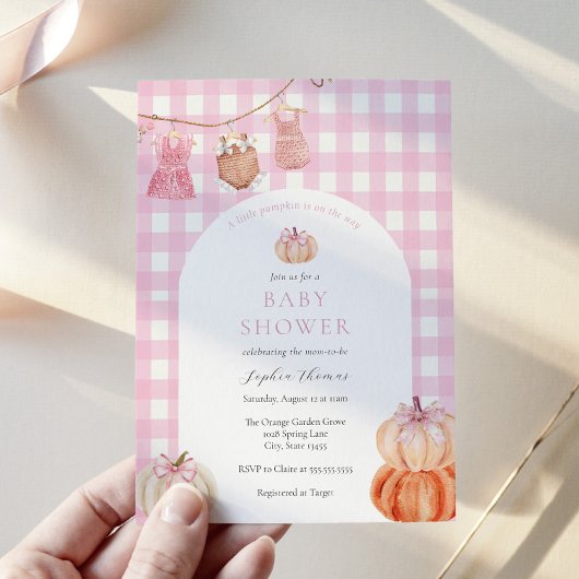 Pink Pumpkin Baby Girl Shower Arch Einladung