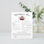 Pink Pumpkin Baby Predictions & Advice Card (Stehend Vorderseite)