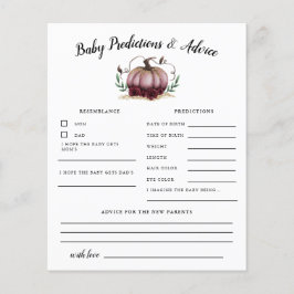 Pink Pumpkin Baby Predictions & Advice Card