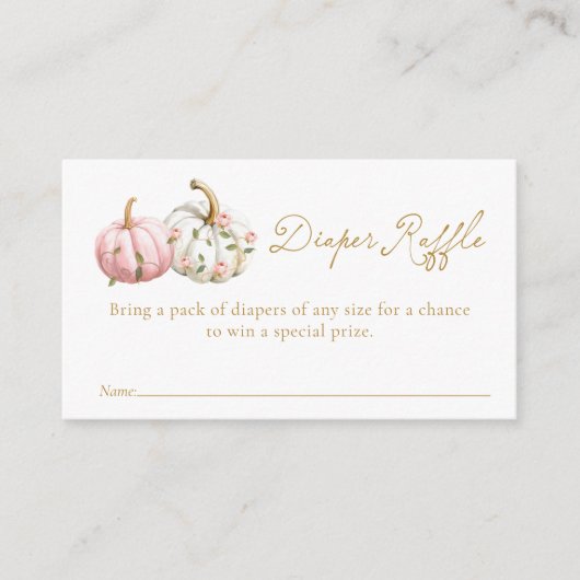 Pink Pumpkin Baby Shower Diaper Raffle Ticket Begleitkarte (Vorderseite)