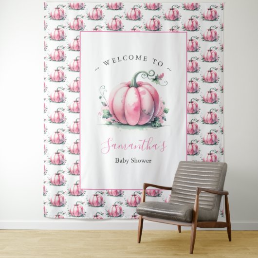 Pink Pumpkin Baby Shower Foto Backdrops Wandteppich (Beispiel)