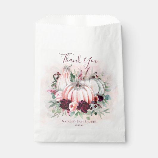 Pink Pumpkin Baby Shower Geschenktütchen (Vorderseite)