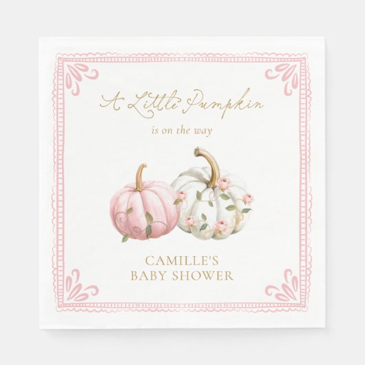 Pink Pumpkin Baby Shower Paper Napkin Serviette (Vorderseite)