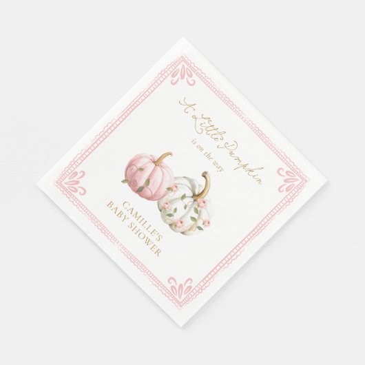 Pink Pumpkin Baby Shower Paper Napkin Serviette (Ecke)