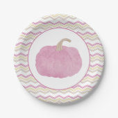 Pink Pumpkin Baby Shower Party Plate Pappteller (Vorderseite)