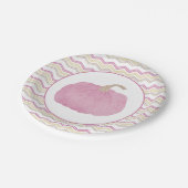Pink Pumpkin Baby Shower Party Plate Pappteller (Schrägansicht)