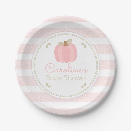 Pink Pumpkin Baby Shower Plate Pappteller (Vorderseite)