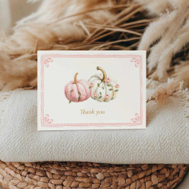Pink Pumpkin Baby Shower Thank You Card Dankeskarte