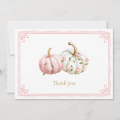 Pink Pumpkin Baby Shower Thank You Card Dankeskarte (Vorderseite)
