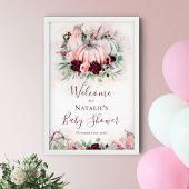Pink Pumpkin Baby Shower Welcome Sign Poster