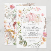 Pink Pumpkin Birthday Einladung (Vorne/Hinten)