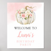 Pink Pumpkin Birthday Willkommenszeichen Poster (Vorne)