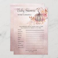 Pink Pumpkin Boho Pampas Baby Dusche Word Scramble