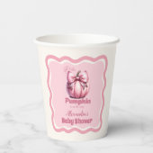 Pink Pumpkin Bow Girl Baby Dusche Pappbecher (Rückseite)