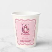 Pink Pumpkin Bow Girl Baby Dusche Pappbecher (Vorderseite)