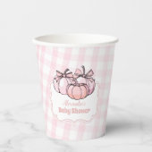 Pink Pumpkin Bow Girl Baby Dusche Pappbecher (Vorderseite)