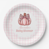 Pink Pumpkin Bow Girl Baby Dusche Pappteller (Vorderseite)