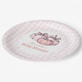 Pink Pumpkin Bow Girl Baby Dusche Pappteller (Schrägansicht)