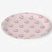 Pink Pumpkin Bow Girl Baby Dusche Pappteller (Schrägansicht)