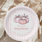 Pink Pumpkin Bow Girl Baby Dusche Pappteller