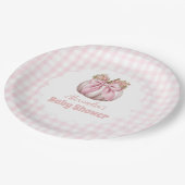Pink Pumpkin Bow Girl Baby Dusche Pappteller (Schrägansicht)