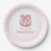 Pink Pumpkin Bow Girl Baby Dusche Pappteller (Vorderseite)
