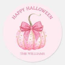 Pink Pumpkin Bow Happy Halloween Personalisiert