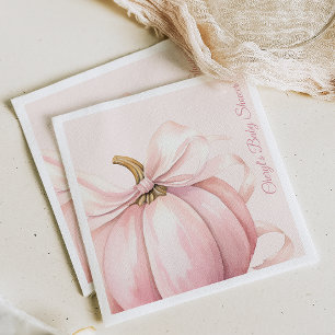 Pink Pumpkin Bow Watercolor Babydusche Serviette