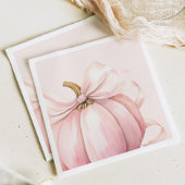 Pink Pumpkin Bow Watercolor Serviette